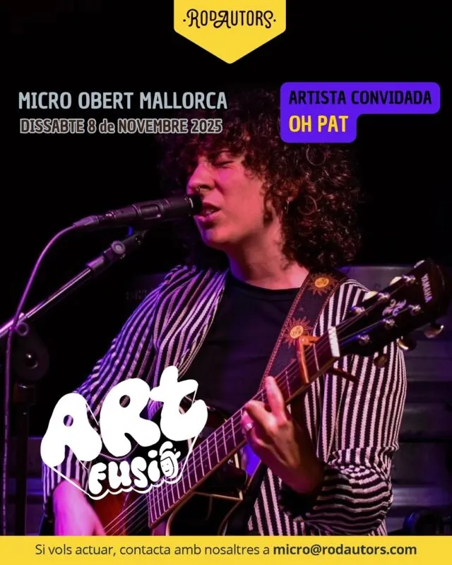 🎤 Demà torna el micro obert de Rodautors Mallorca!
Un espai on la música d’autor prèn vida, compartint cançons, versos i emocions reals. Vine a escoltar, a participar o simplement a deixar-te portar per la màgia de les veus locals.
🎶 Si tens alguna cosa a dir, aquest és el teu moment.

📅 Demà, 8 de novembre
🕕 De 18:30 a 20:30
📍 Espai Suscultura, Mallorca

——————

🎤 ¡Mañana vuelve el micro abierto de Rodautors Mallorca!
Un espacio donde la música de autor cobra vida, compartiendo canciones, versos y emociones reales. Ven a escuchar, participar o simplemente dejarte llevar por la magia de las voces locales.
🎶 Si tienes algo que decir, este es tu momento.

📅 Mañana, 8 de noviembre
🕕 De 18:30 a 20:30
📍 Espai Suscultura, Mallorca

#Rodautors #MicroAbierto #Mallorca #EspaiSuscultura #MúsicaDeAutor #Cantautores #EscenaLocal #CulturaViva #OpenMic #MallorcaMúsica