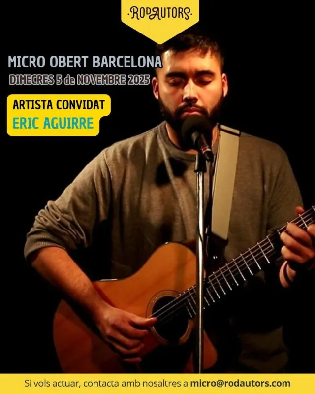 💥Micro obert a la vista!
🎙️Aquest dimecres, més veus, més emocions, més vida. Tenim com a convidat especial a @ericaguirremusica 🔥
🚪Obrim portes a les 20:30h. T’hi esperem!
______________

💥¡Micro abierto a la vista!
🎙️Este miércoles, más voces, más emociones, más vida. Tenemos como invitado especial a @ericaguirremusica 🔥
🚪Abrimos puertas a las 20:30h. ¡Te esperamos!

#Rodautors #microobert #Barcelona #musica #musicadeautora #musicadeautor #cantautor #cantautora #openmic