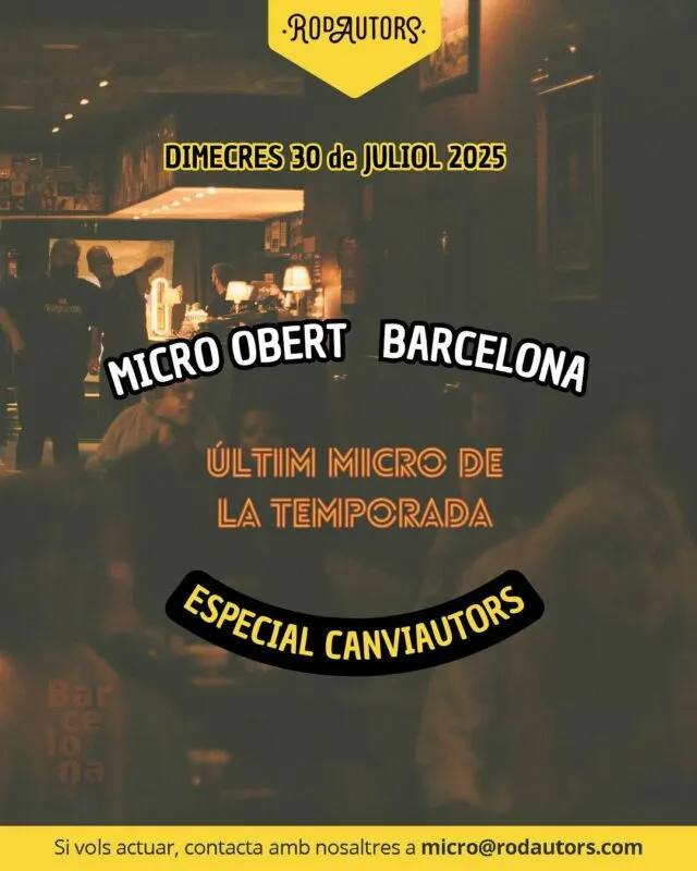 🗓️Ja tens pla pel dimecres? Te’n proposem un de molt especial.
🎵A la New Fizz, l’últim micro obert de Rodautors de la temporada t’espera.
🌟Música, caliu i molt bon rotllo. T’hi apuntes?
______________
🗓️¿Tienes plan para el miércoles? Te proponemos uno muy especial.
🎵En la New Fizz, te espera el micro abierto de Rodautors de la temporada.
🌟Música, calorcito y muy buen rollo. ¿Te apuntas?
#Rodautors #microobert #Barcelona #musica #musicadeautora #musicadeautor #cantautor #cantautora #openmic