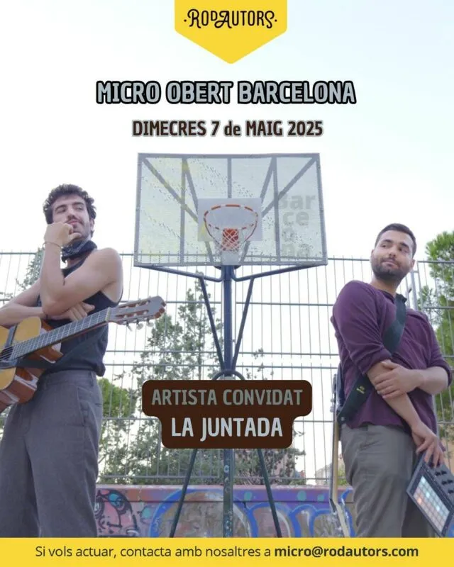 👋🏼 Ja tenim aquí una nova edició del micro obert de Rodautors a Barcelona!
✨No et perdis al convidat especial: La juntada @bu.cero @shadday.lopez
🎶 Bon ambient i bona música!
_____________
👋🏼Ya tenemos aquí una nueva edición del micro obert de Rodautors en Barcelona.
✨No te pierdas al invitado especial: La juntada @bu.cero @shadday.lopez
🎶 Buen rollo y buena música!
#Rodautors #microobert #Lleida #musica #cantautor #cantautora #musicadeautora #musicadeautor #openmic